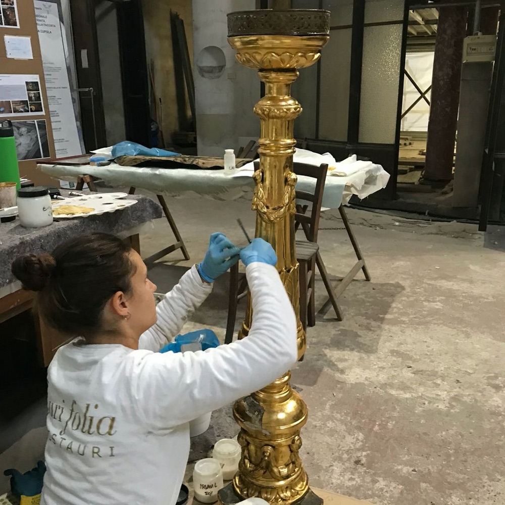 Restauro di un candelabro della Chiesa della SS. Trinità a Torino